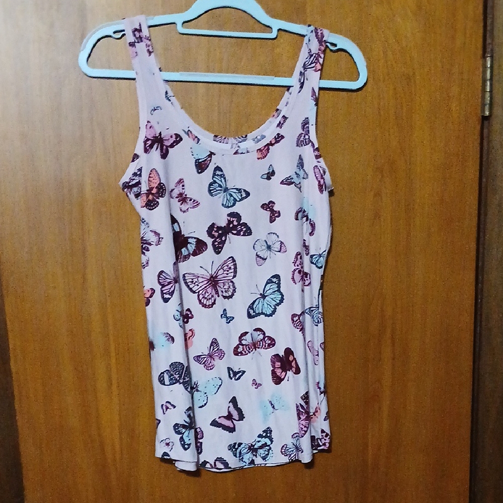 Butterfly Print Pink Tank Top